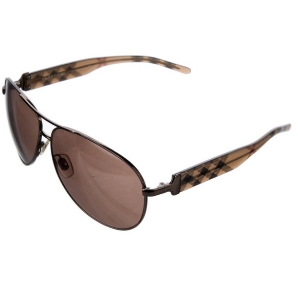 Burberry Nova Check Pattern Aviator Sunglasses - Picture 2 of 8